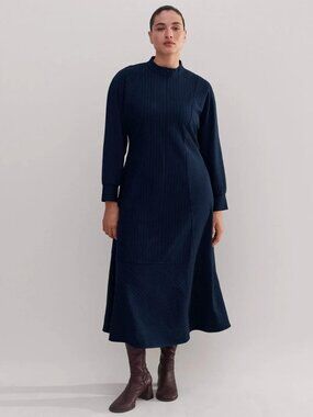 ME+EM Travel Tailoring Blue Pinstripe Dress, like new